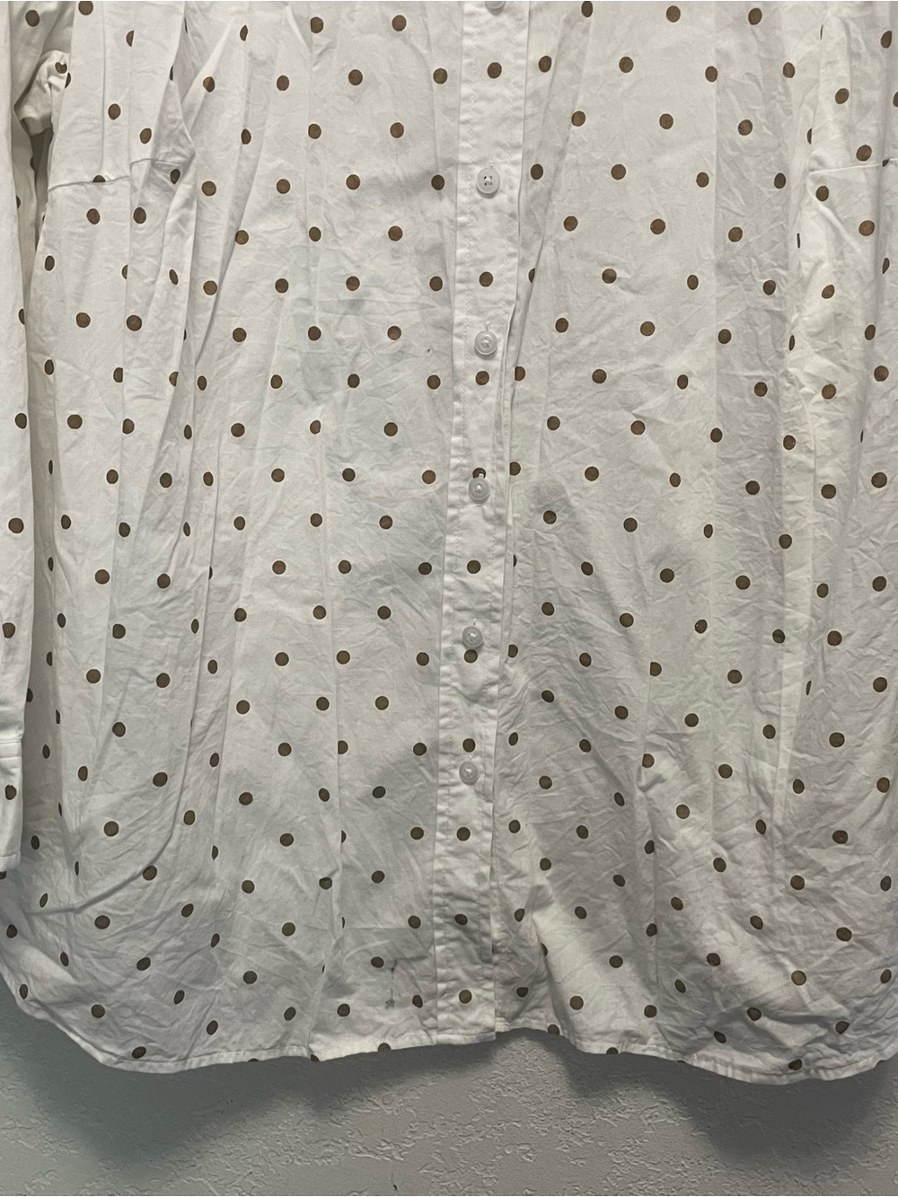 Talbots 100% Cotton White Metallic Polka Dot Button Front Shirt Long Sleeve 2X - Picture 3 of 5